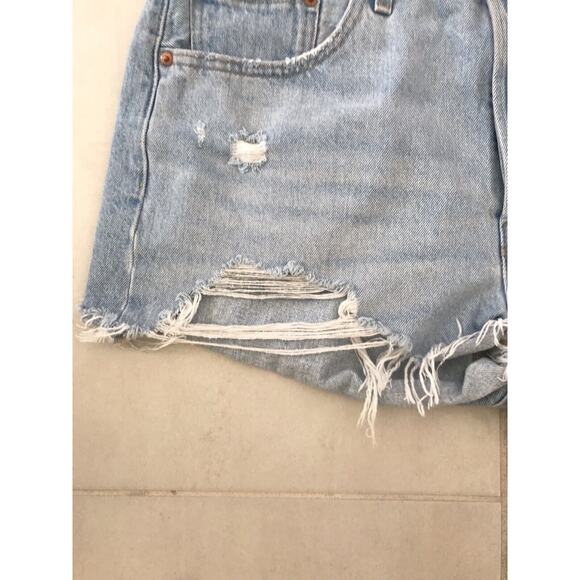Levi's 501 Denim Jean Shorts High Waist Distressed Cut Off - Picture 4 of 8